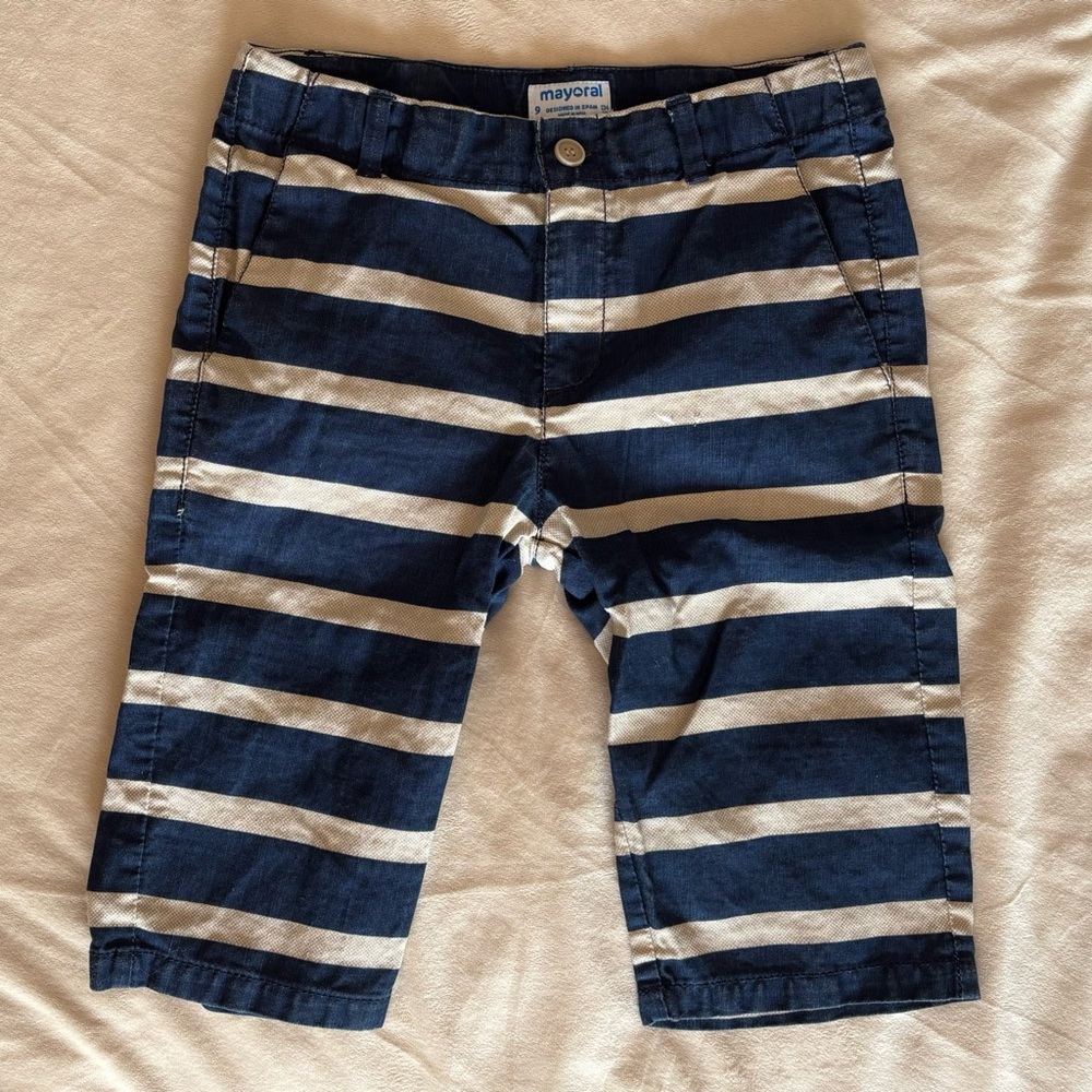 Mayoral Stripe Shorts Navy Cream